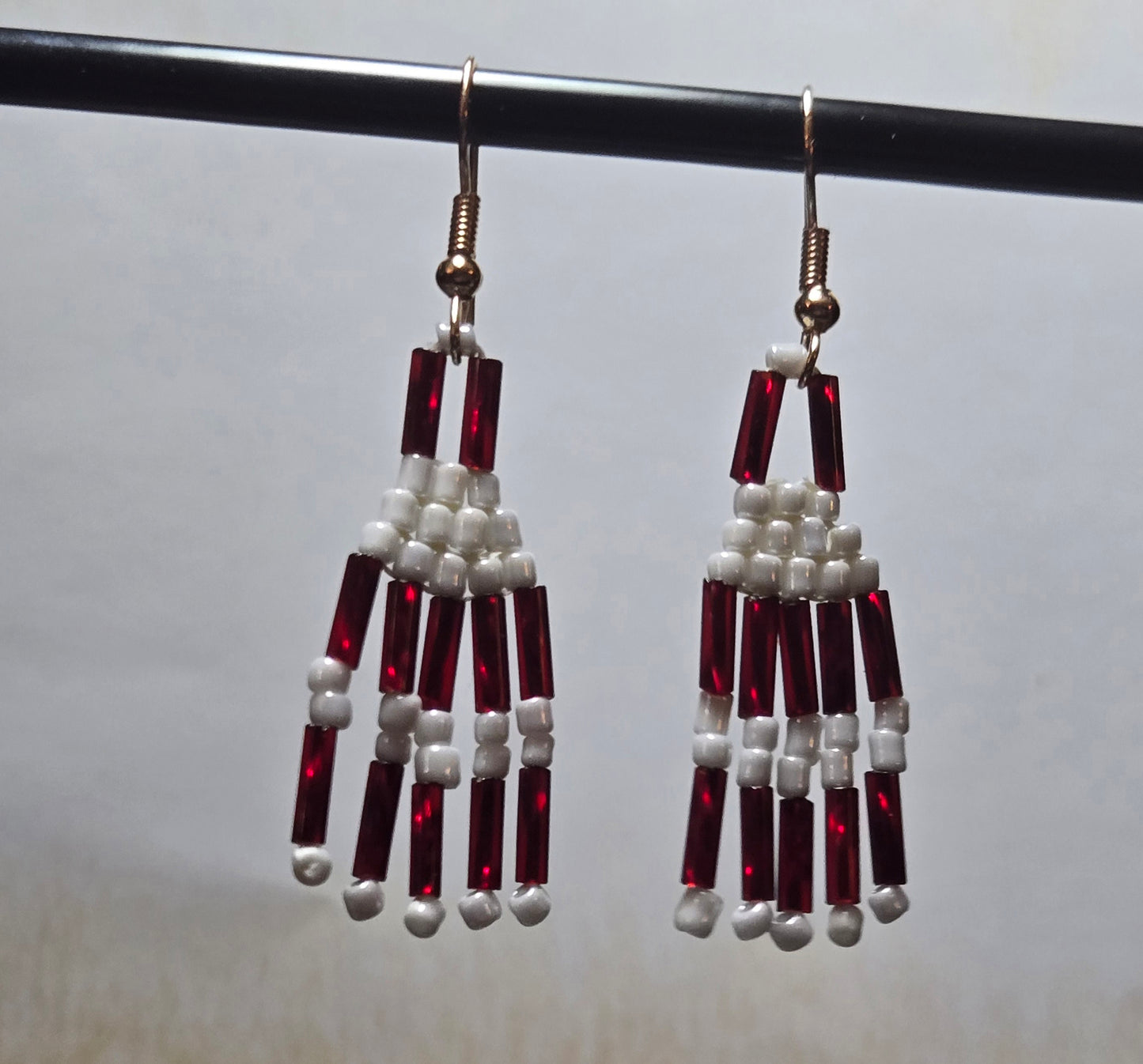 Red and White Earring
