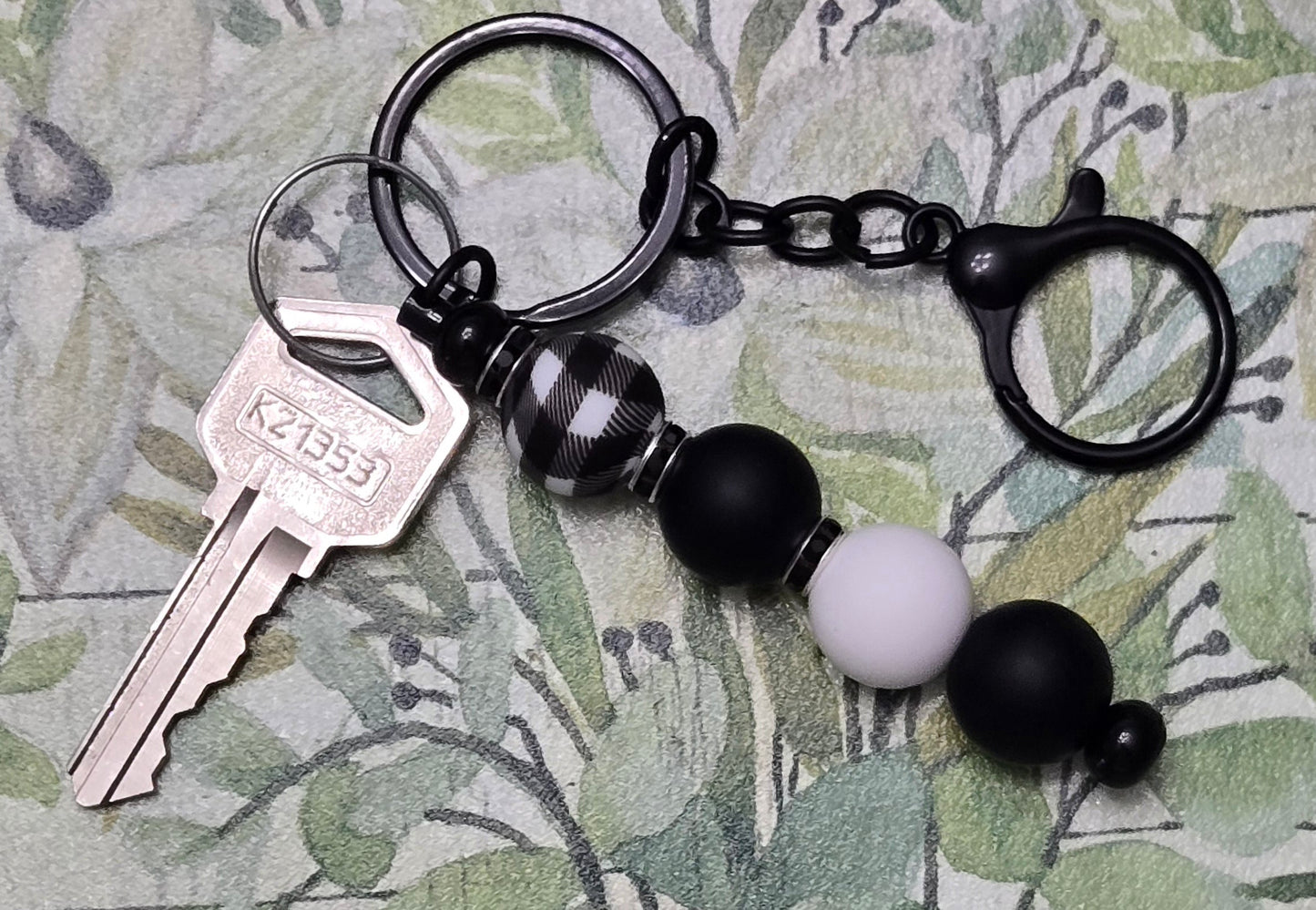 Black Plaid Keyring
