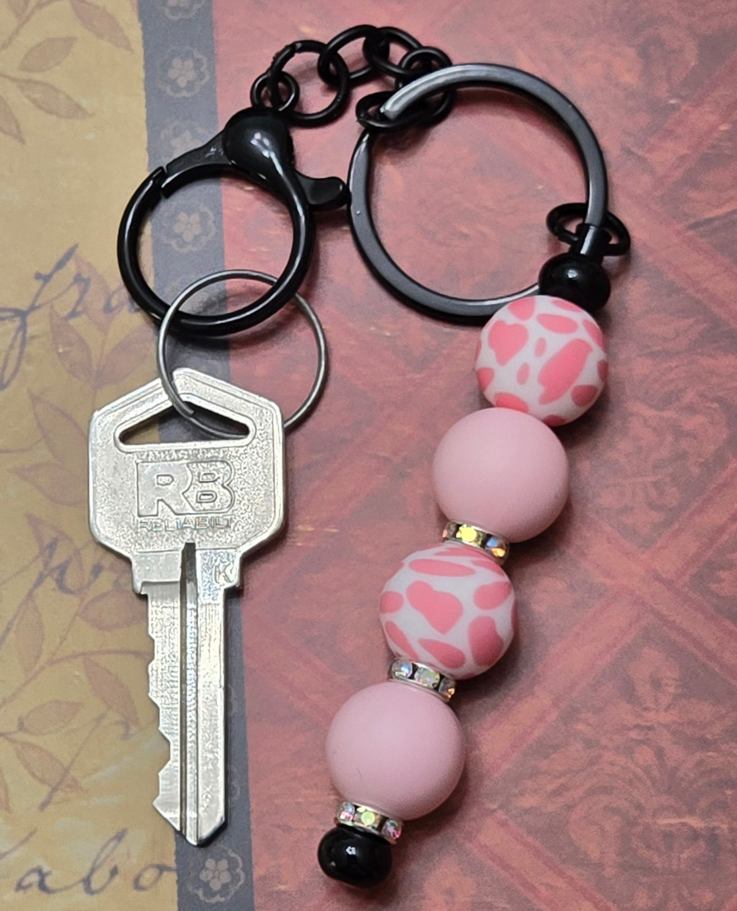 Pink Leopard Print Keychain