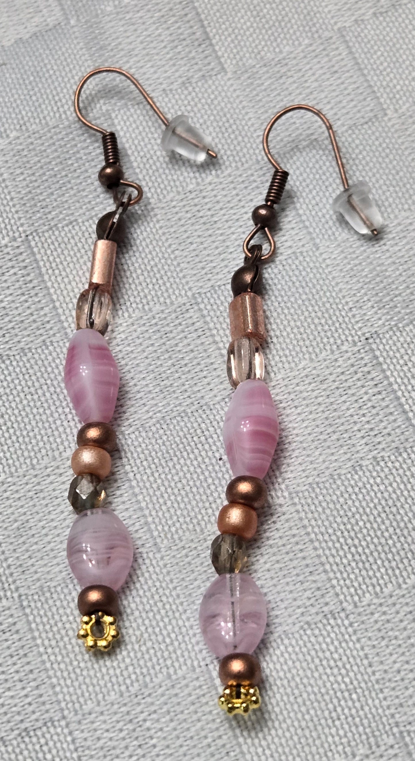 Pink and Gold Dangle earrings