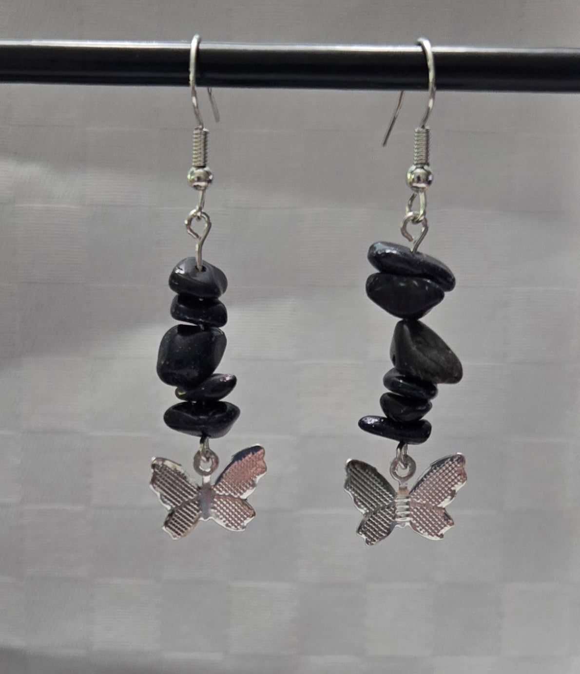 Butterfly and Black Onyx Earrings