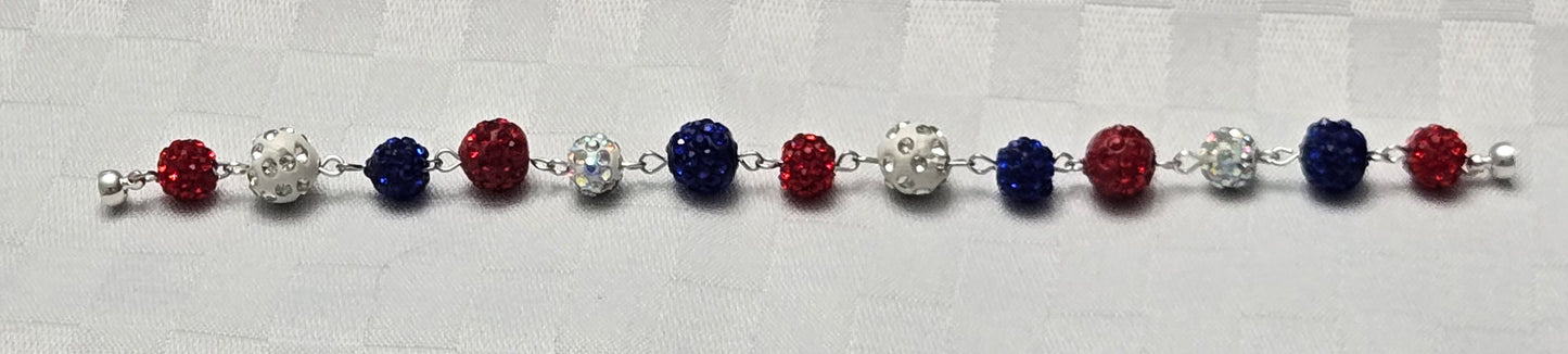 Red, White and Blue Sparkle Bracelet
