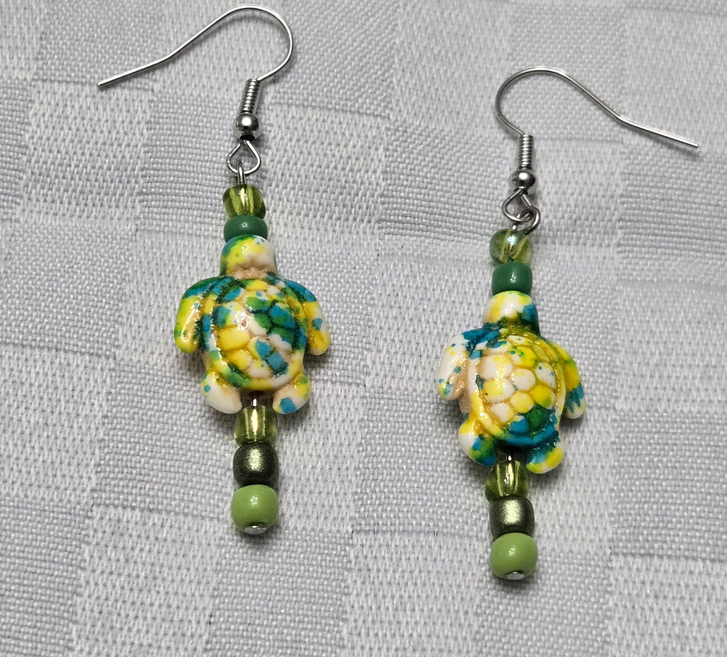 Yellow Tie Dye Turtle Earrings