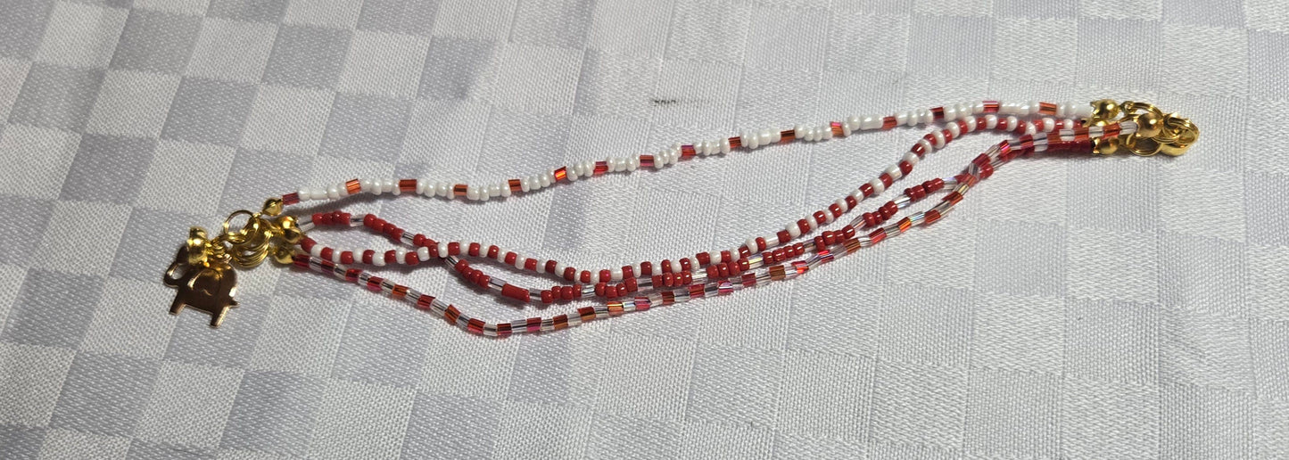 4 Strand Red and White Bracelet