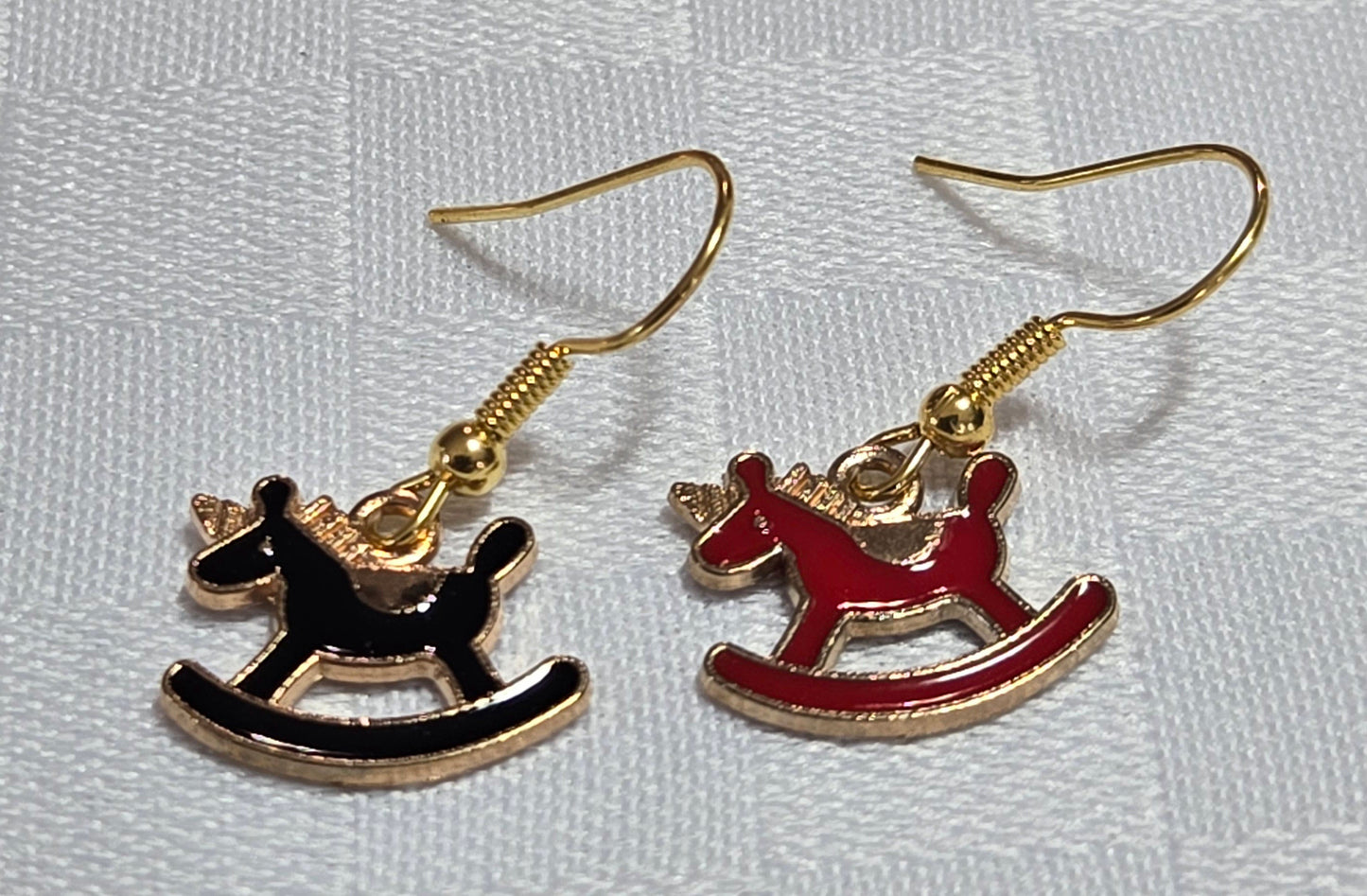 Mismatched Unicorn Rocking Horse Charm Earrings