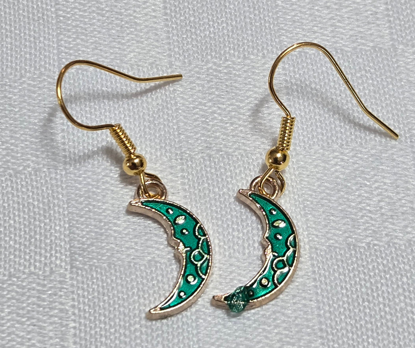 Green Moon Charm Earrings