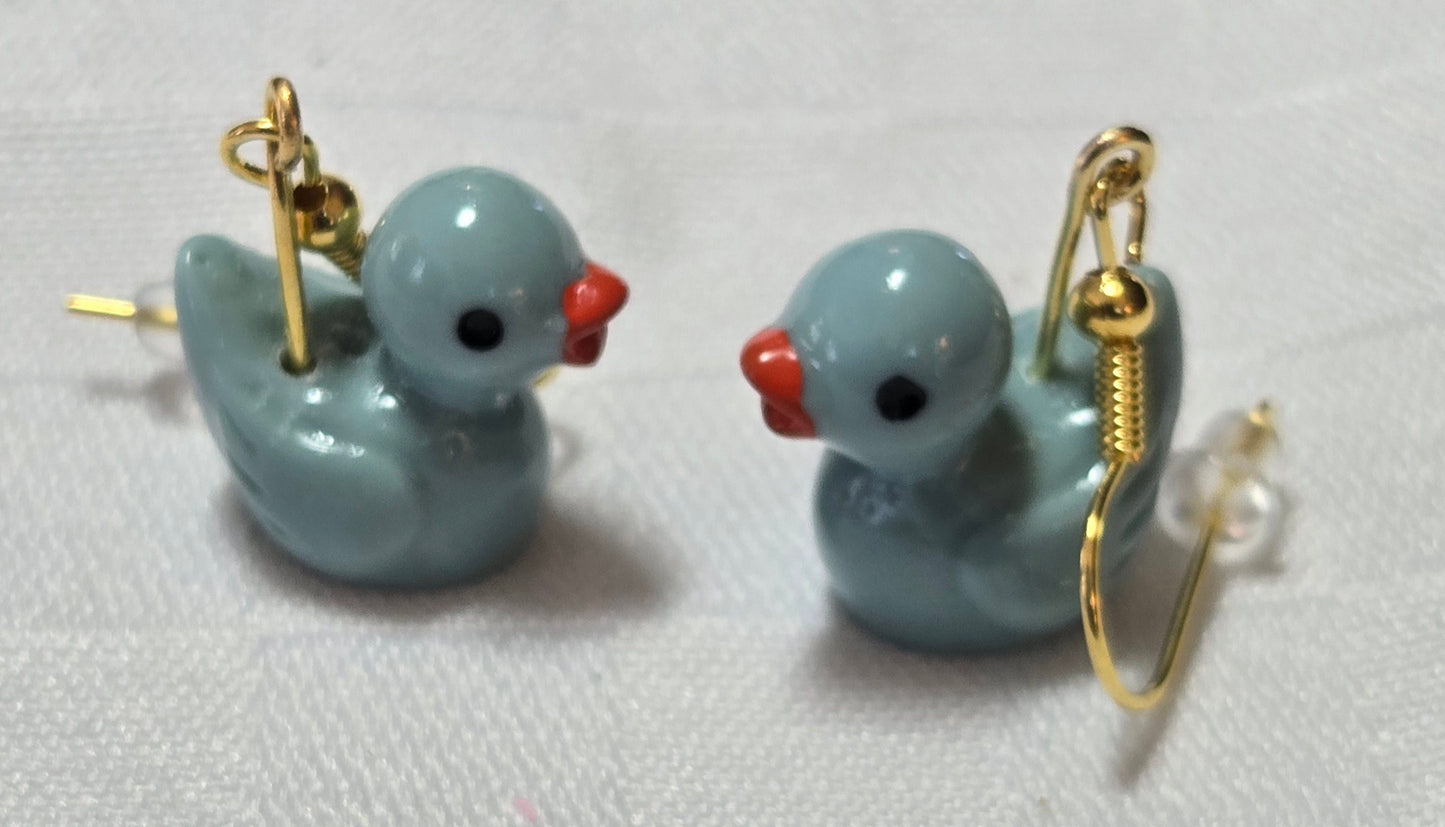 Light Teal Rubber Duck Earrings