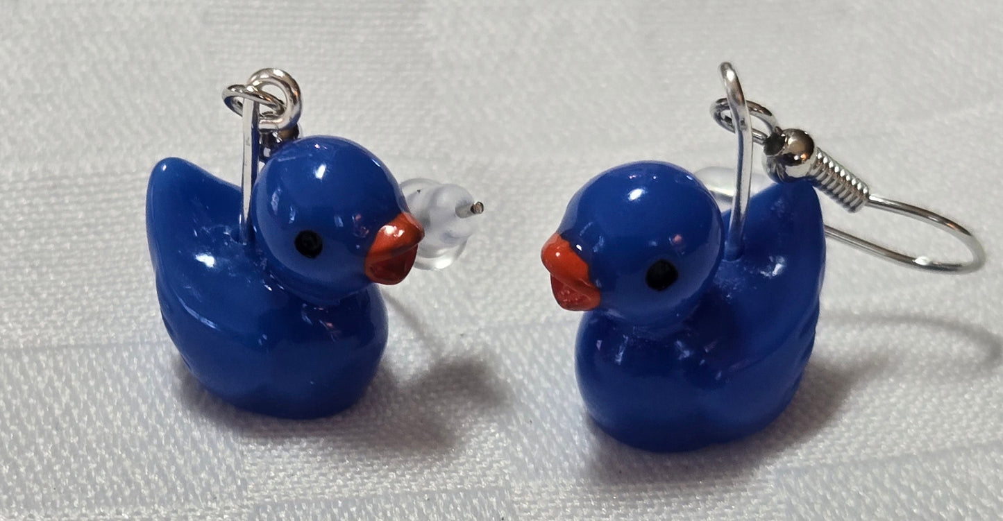 Dark Blue Rubber Duck Earrings