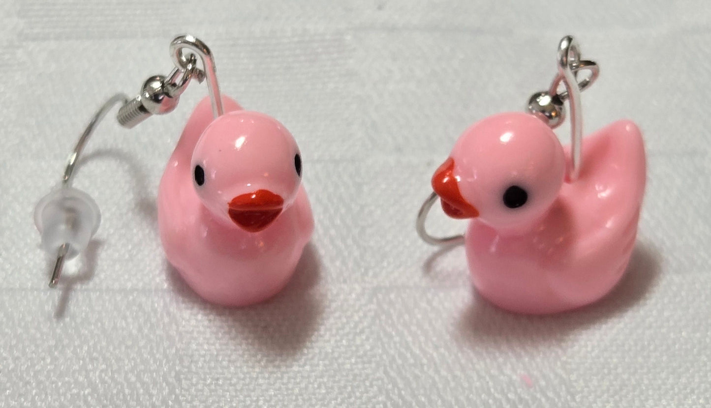 Pink Rubber Duck Earrings