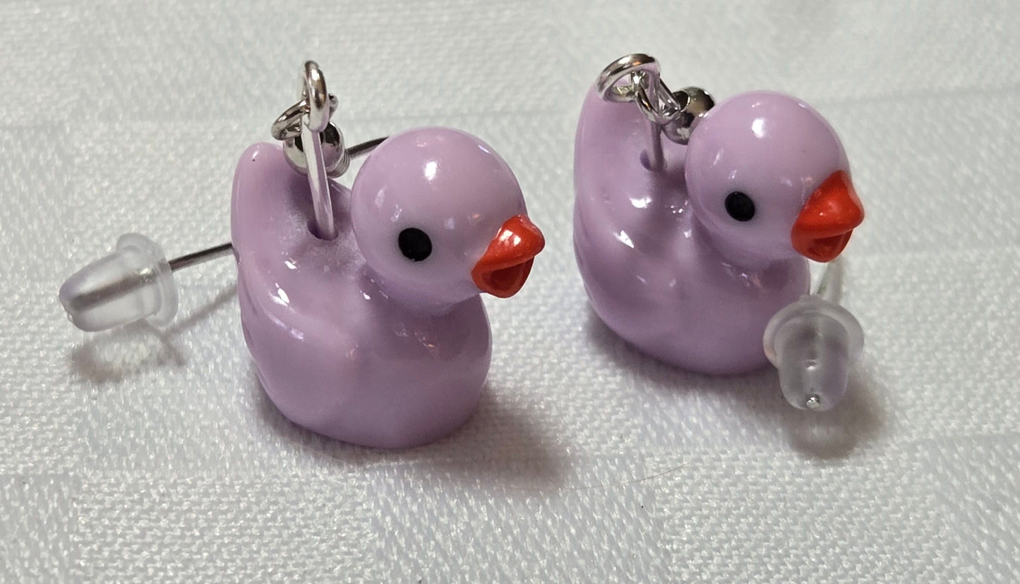 Light Purple Rubber Duck Earrings