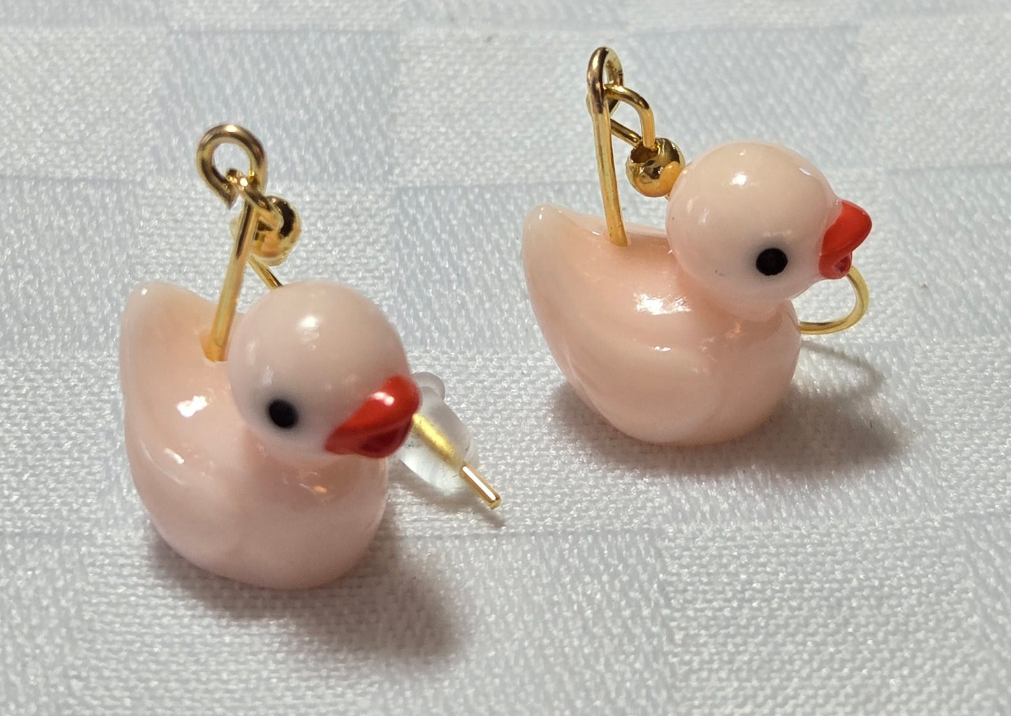 Pale Pink Rubber Duck Earrings