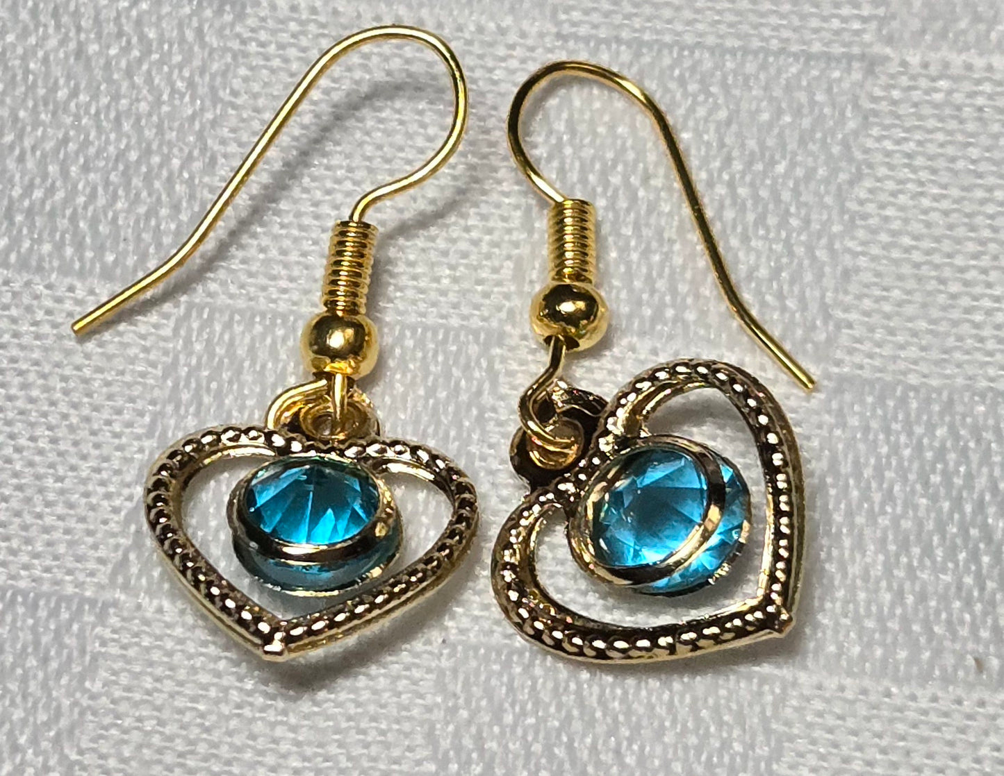 Light Blue Colored Stone Heart Earrings