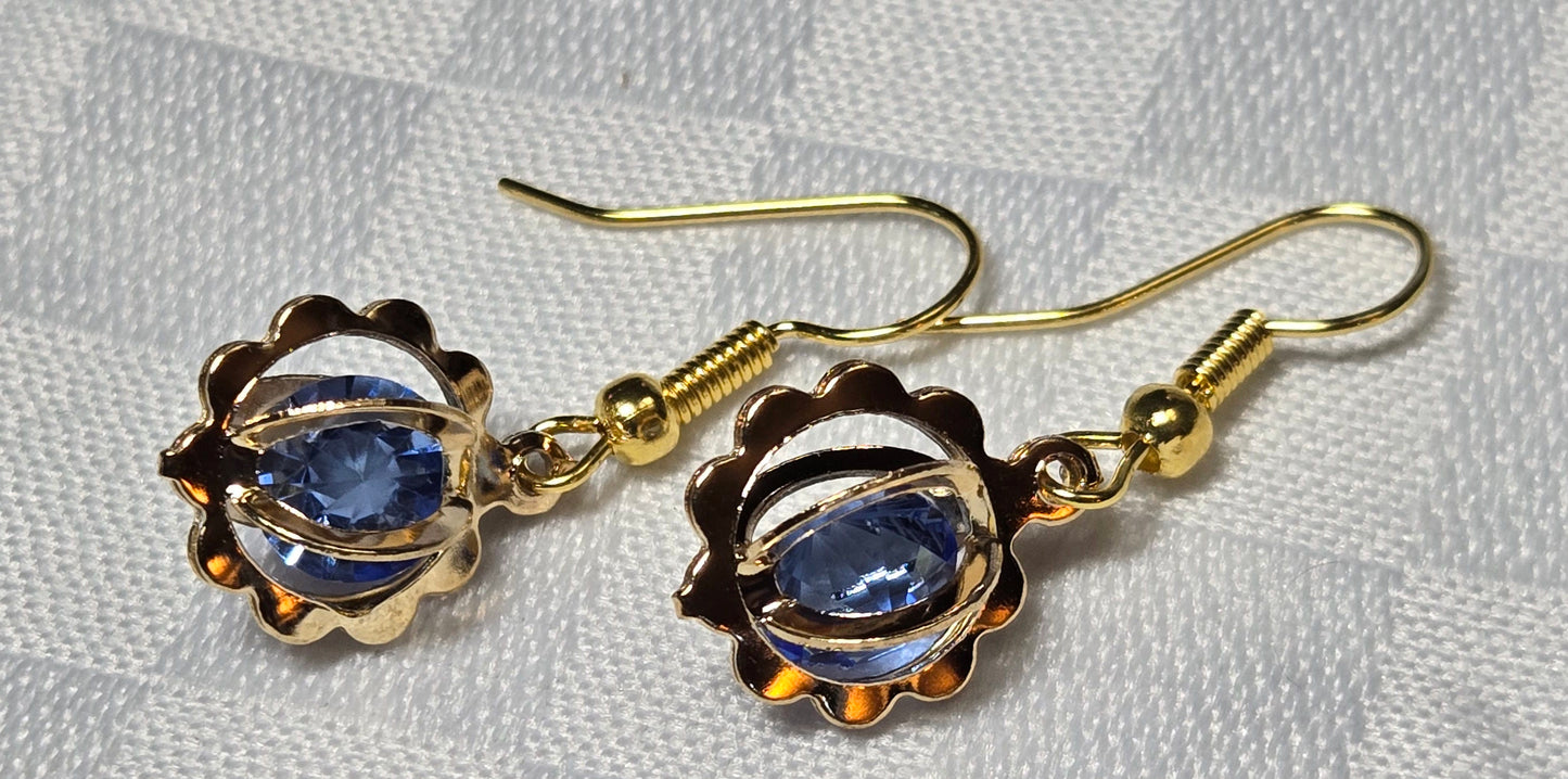 Dark Blue Colored Stone Earrings