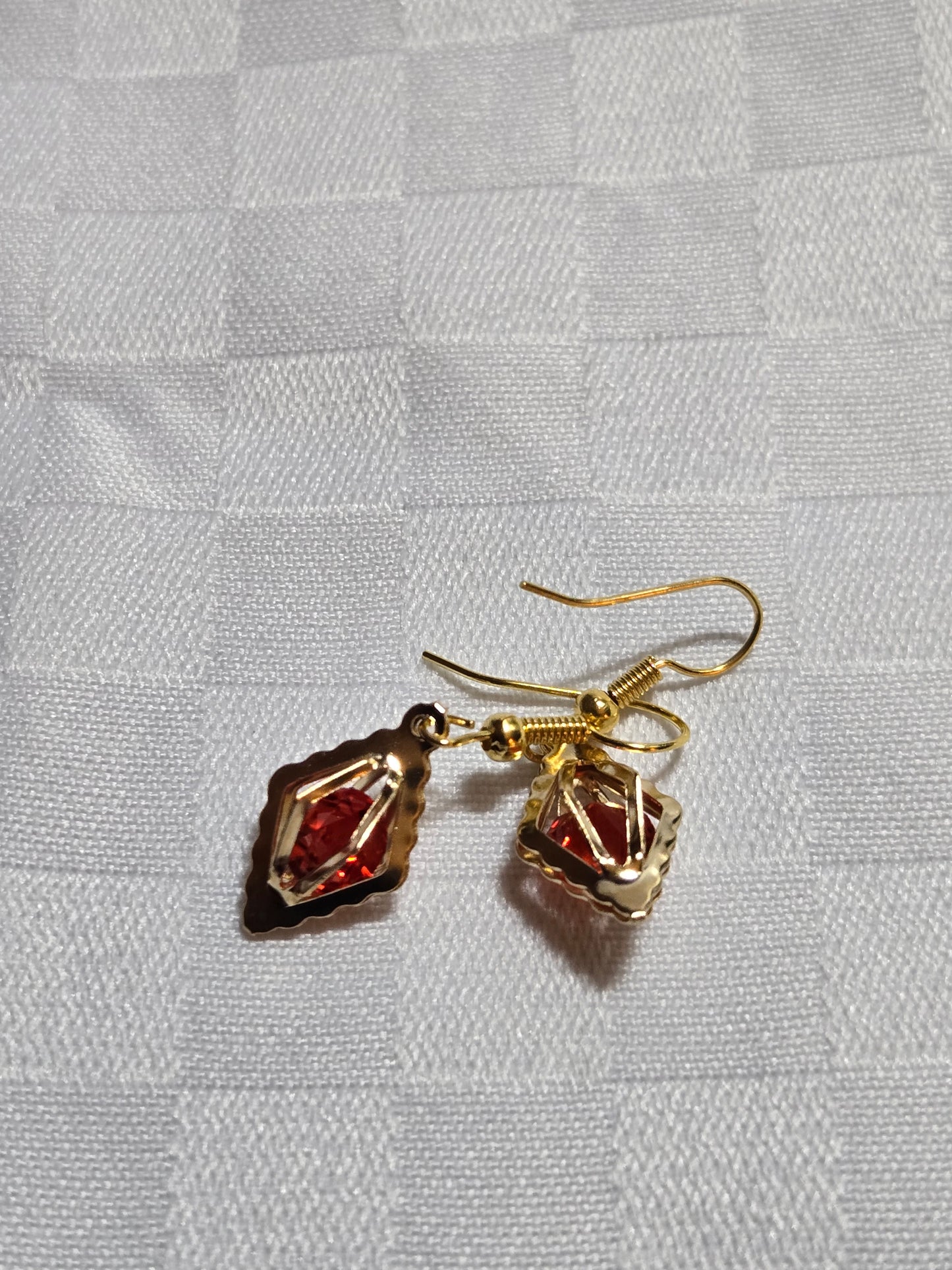 Red Colored Stone Earrings