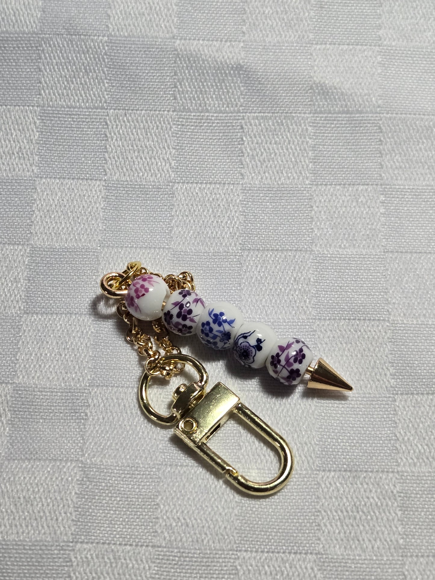 Porcelain floral beads mirror/bag/cup charm