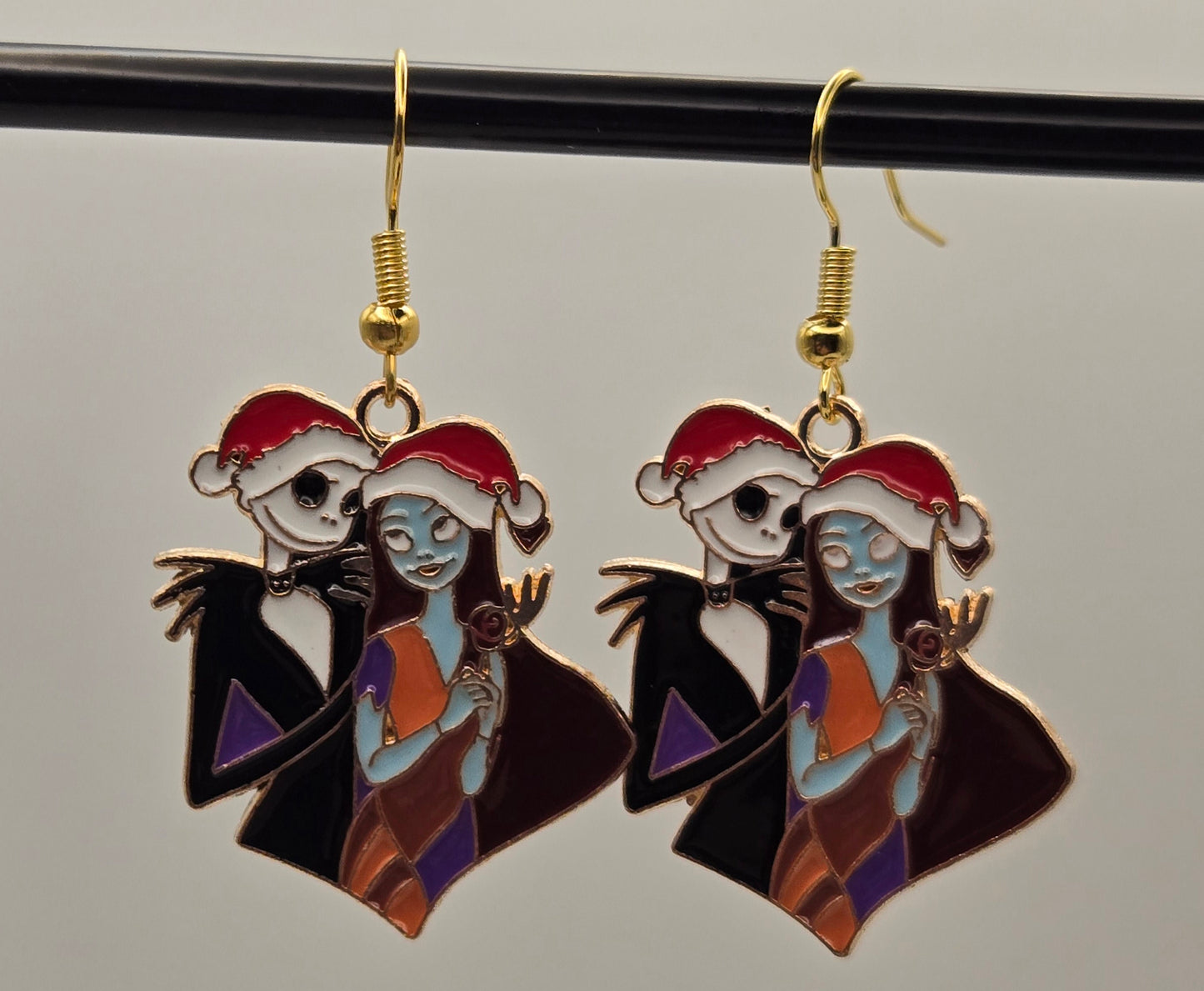 Loving Couple with Santa Hat Earrings