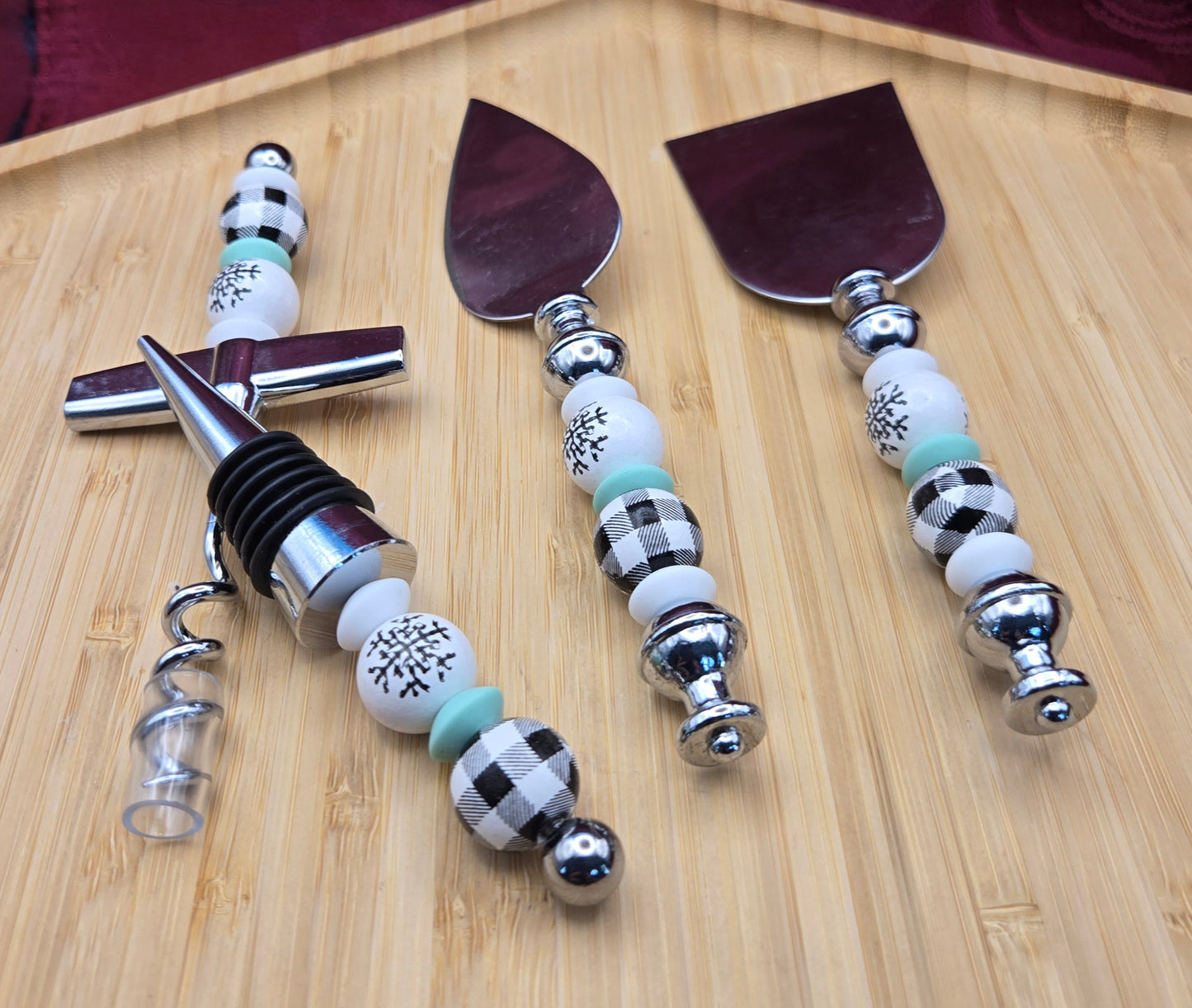 Black Plaid with Green Accents Hostess set