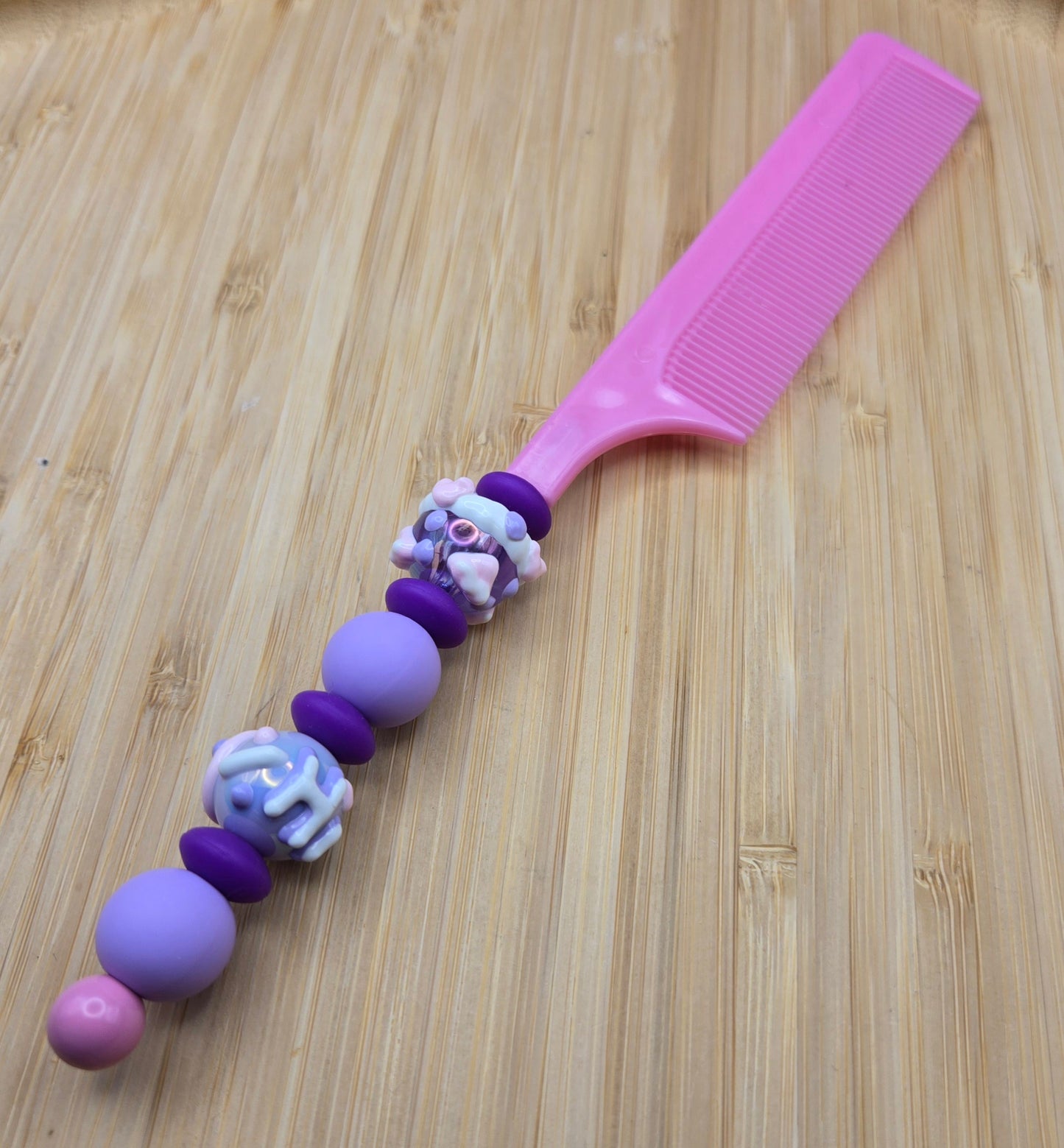 Pink Comb with Purple Beads Comb