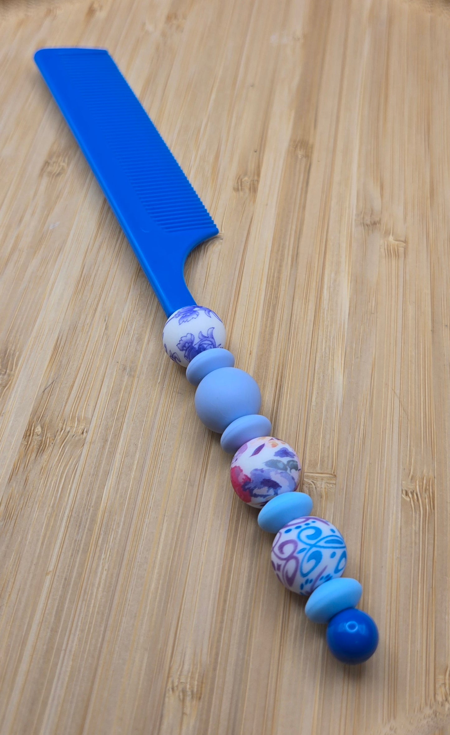 Flower and Blue Comb and Mirror Set