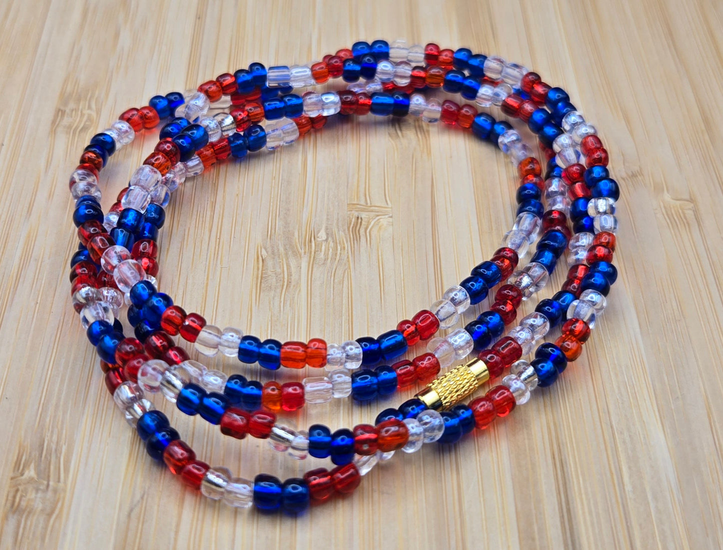 Red, White and Blue Necklace/multi-layer bracelet