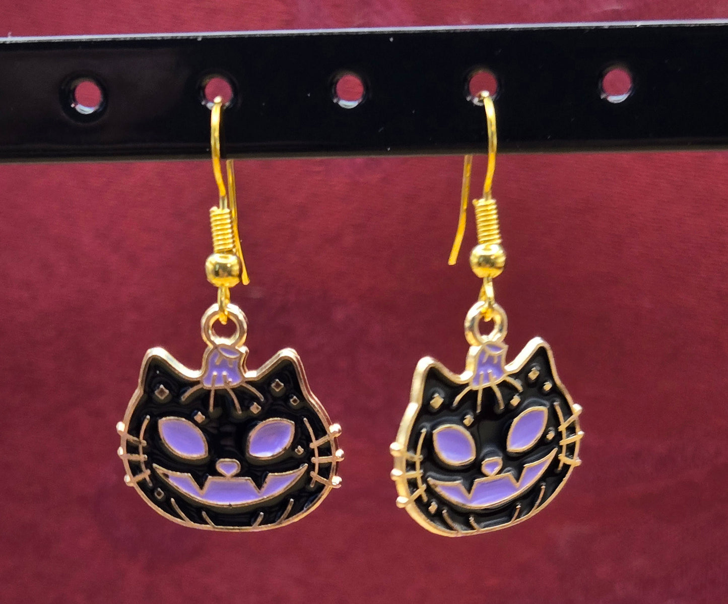 Black Cat Pumpkin Earrings