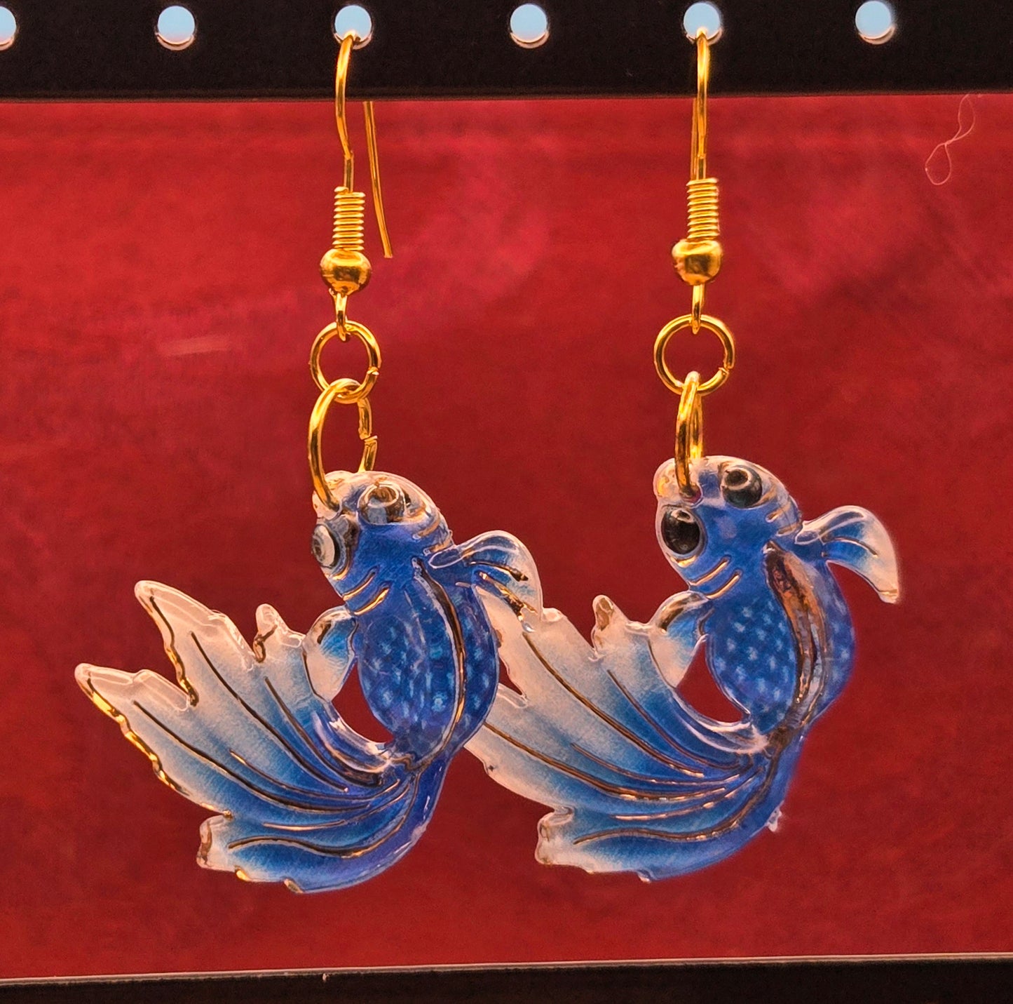 Blue and White Koi Earrings