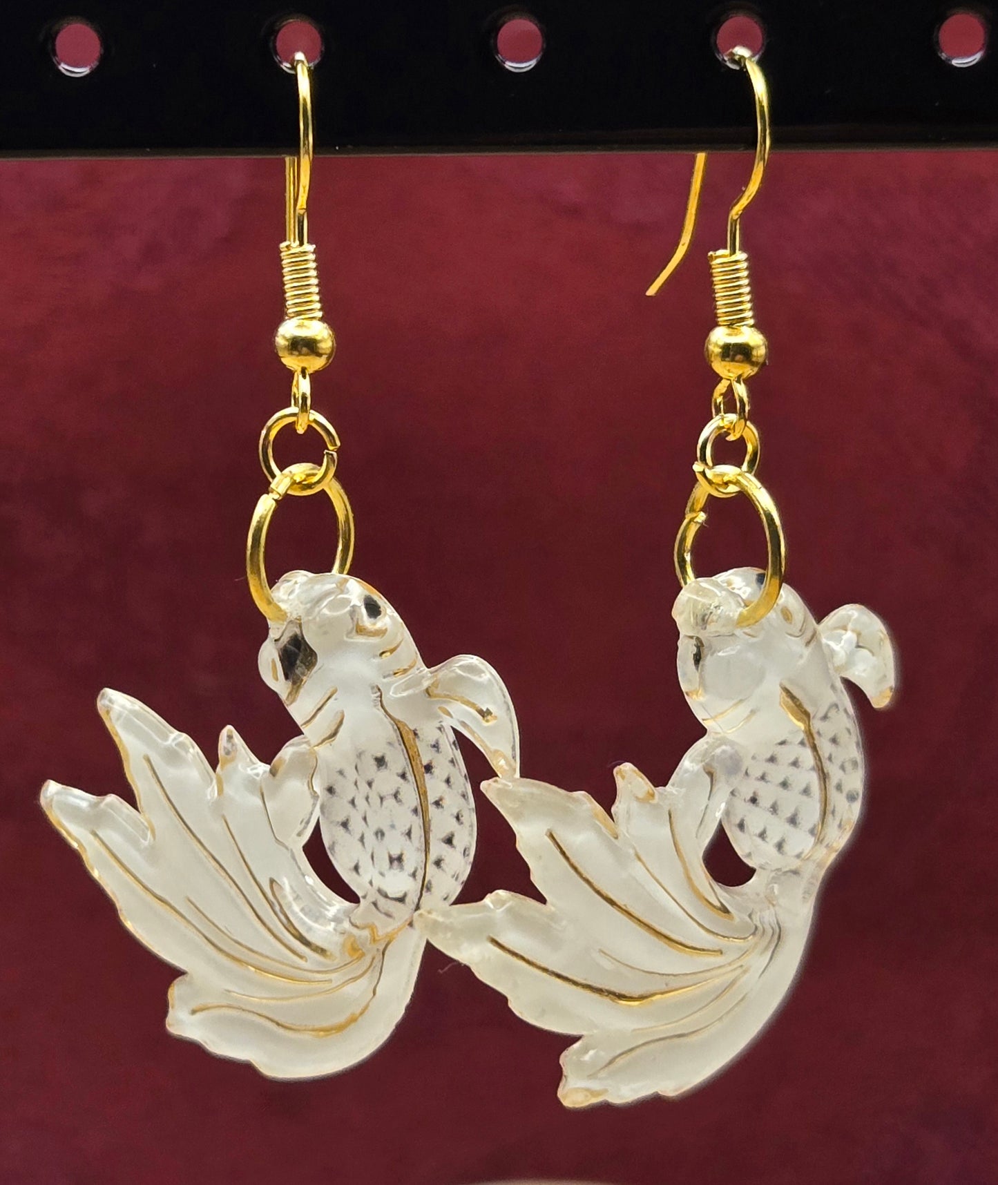 White Koi Earrings