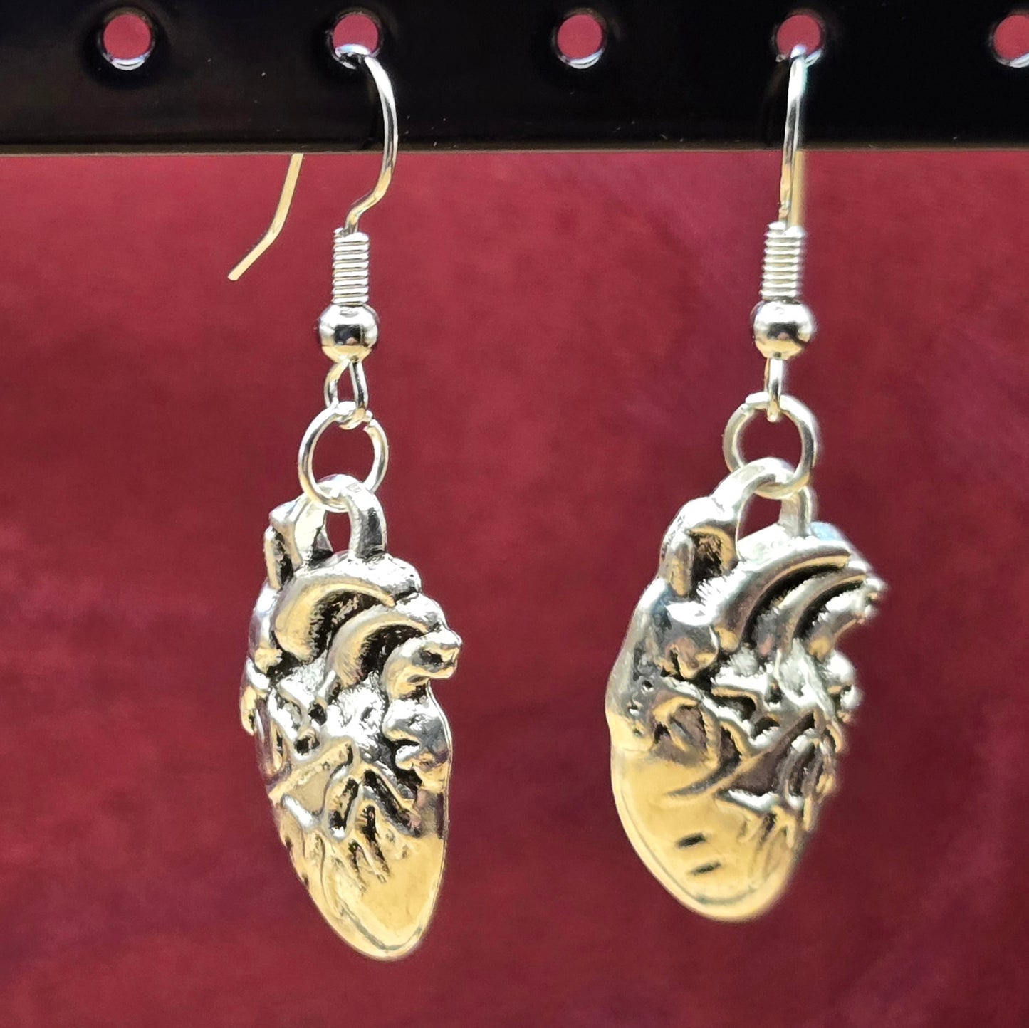 Silver Beating Heart Earrings