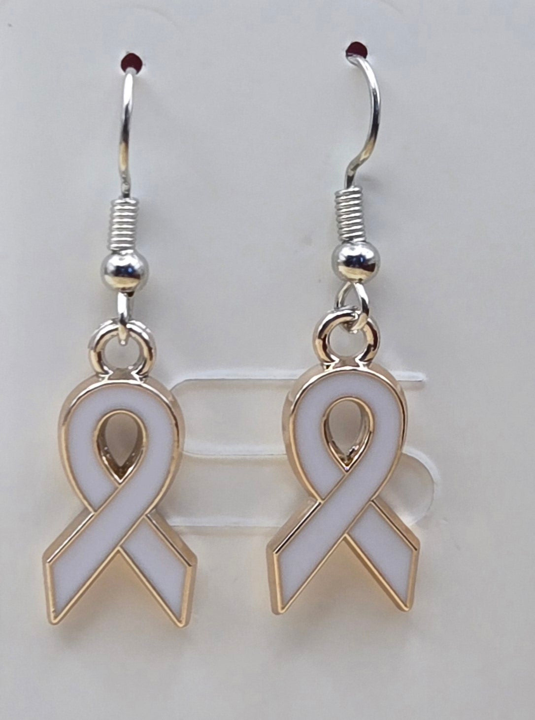 White Awareness Ribbon Earrings