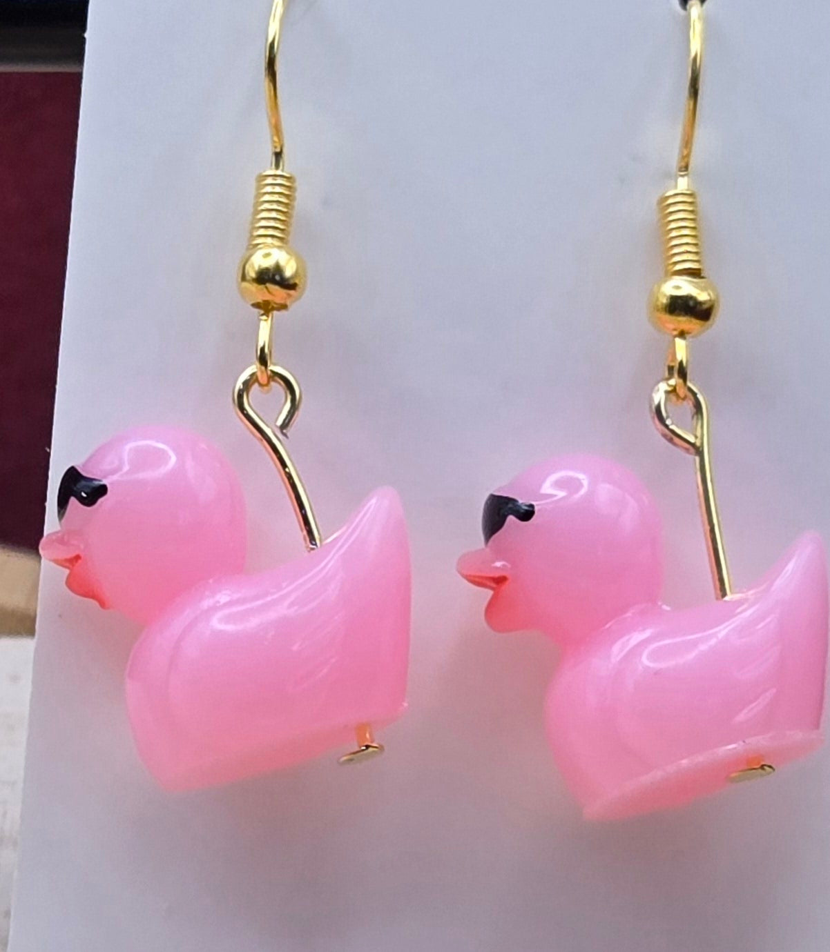 Light Pink Duck with Sunglasses Earrings