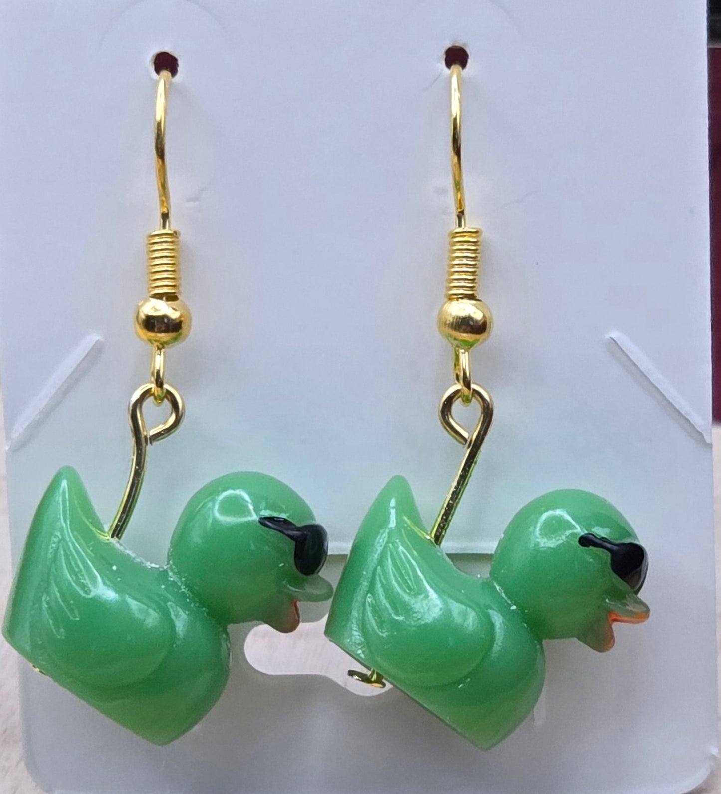 Dark Green Duck with Sunglasses Earrings