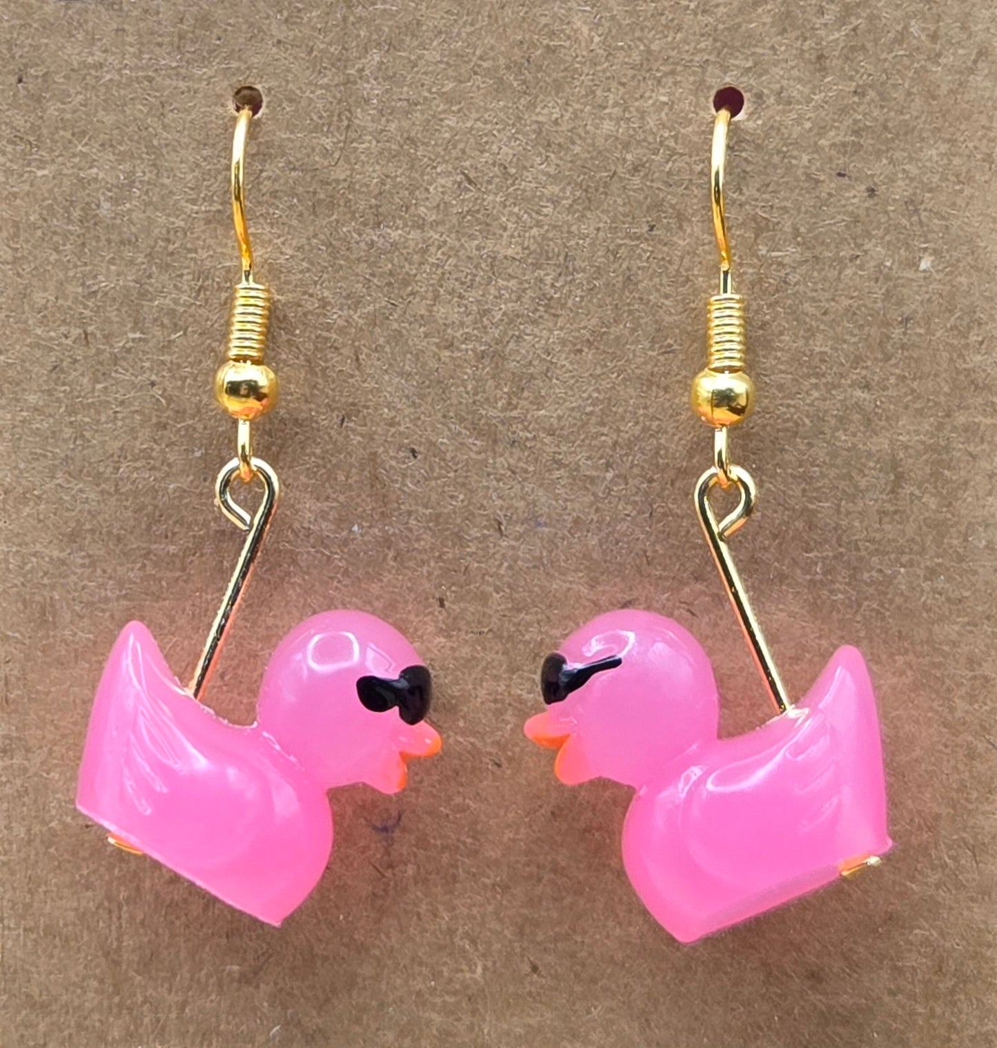 Hot Pink Duck with Sunglasses Earrings