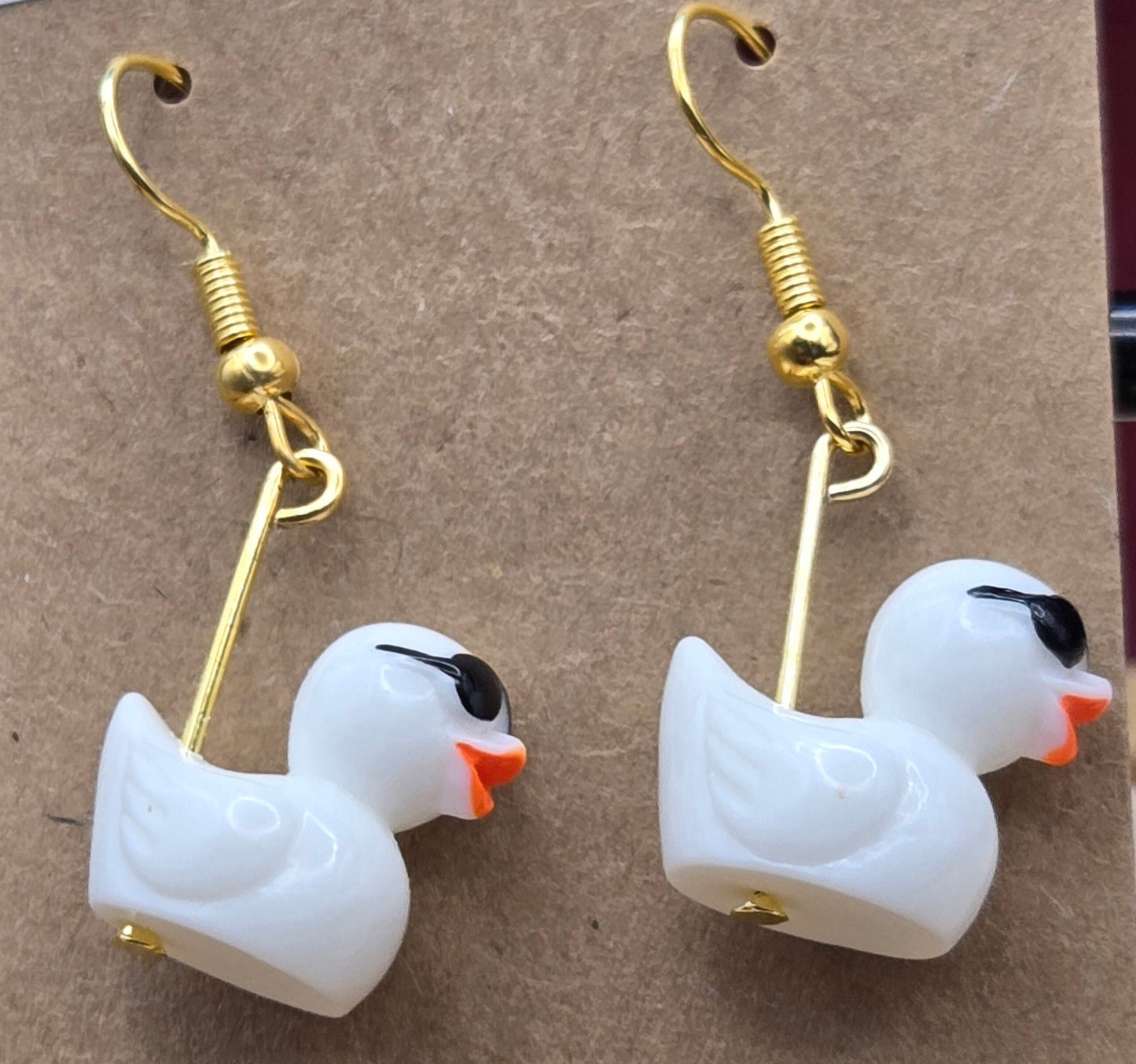 White Duck with Sunglasses Earrings