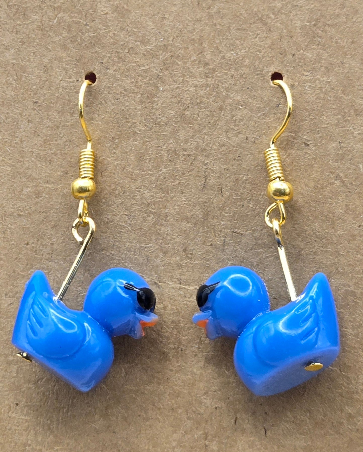 Dark Blue Duck with Sunglasses Earrings