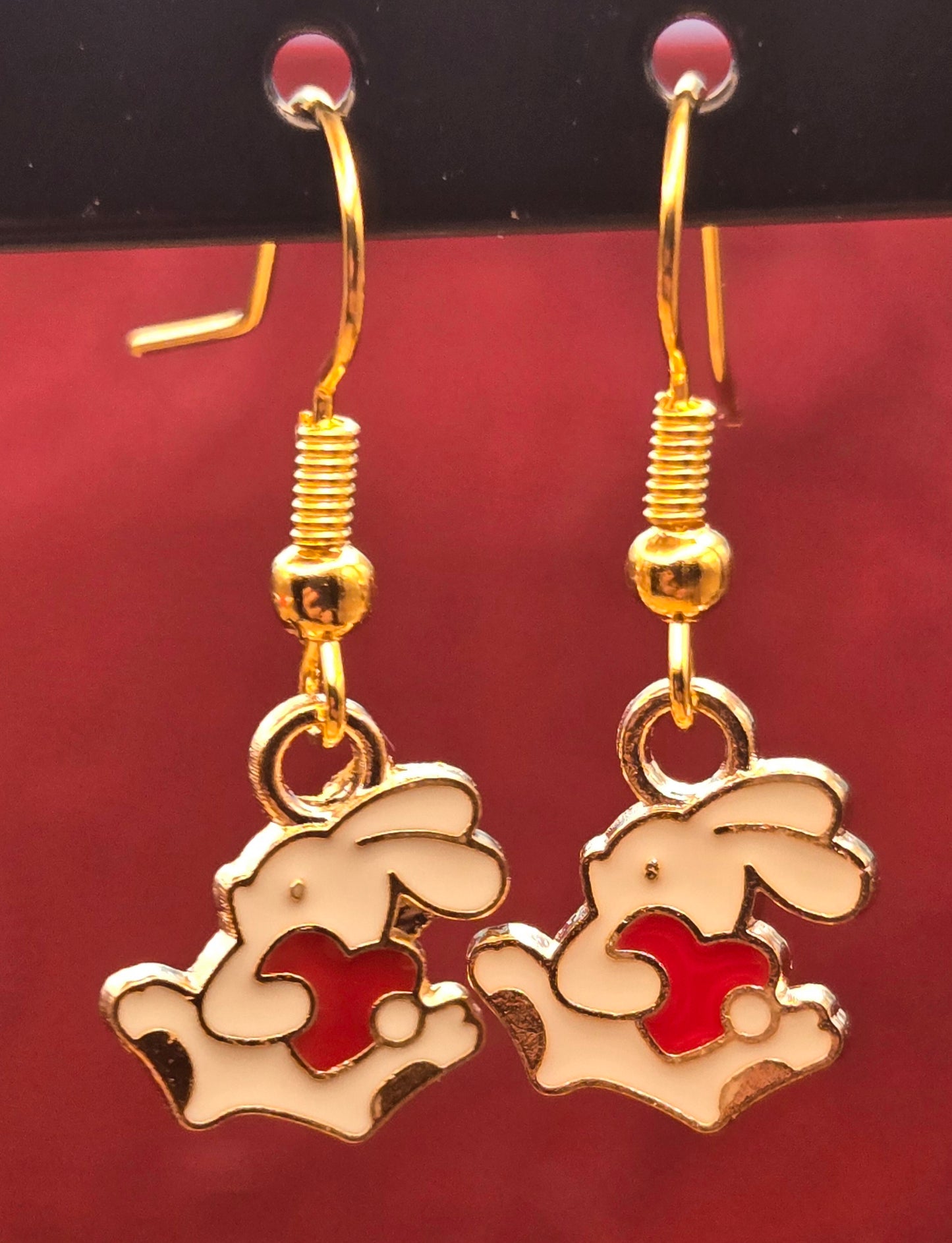 Easter Rabbit Holding Heart Earrings