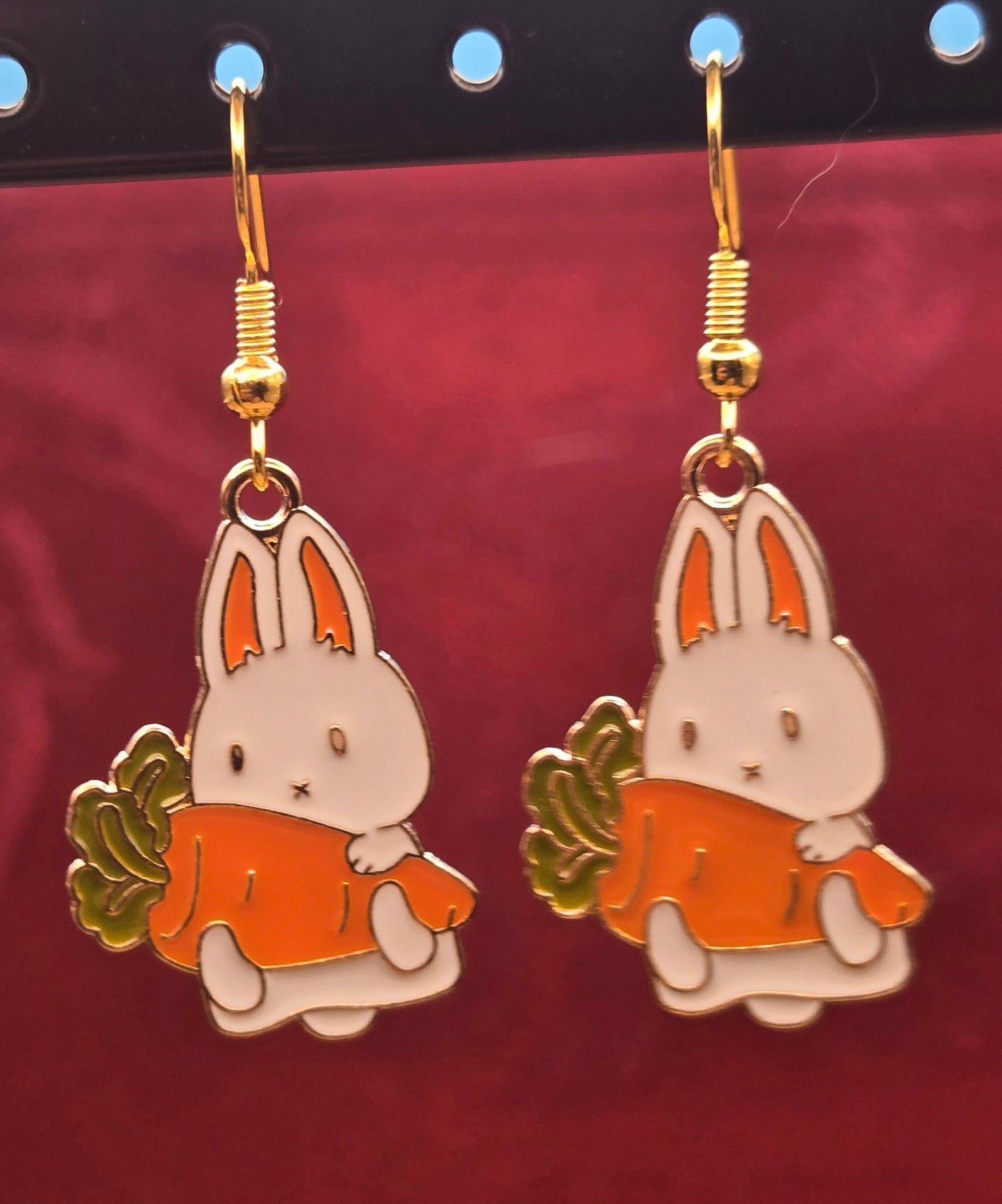 Easter Rabbit Holding Carrot Earrings