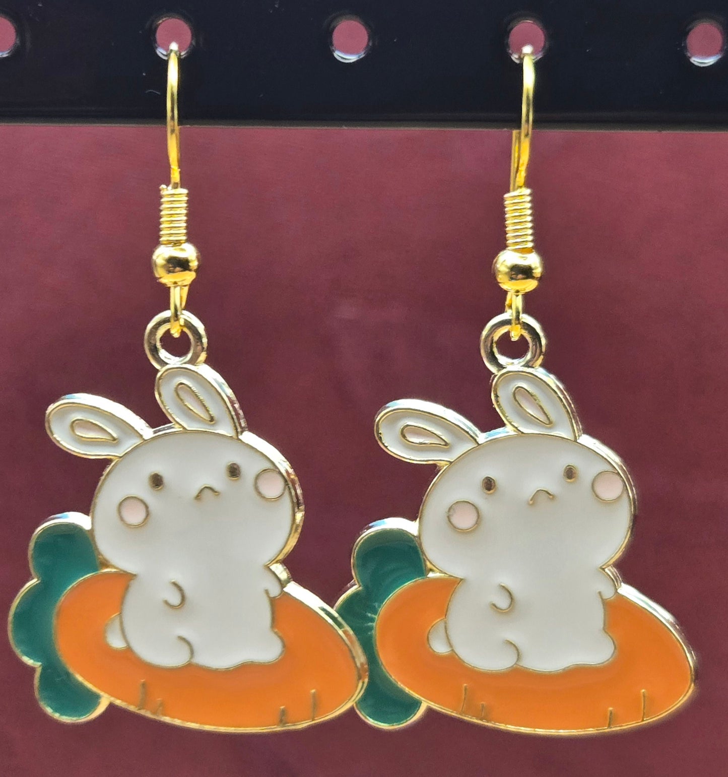 Easter Rabbit Riding Carrot Earrings