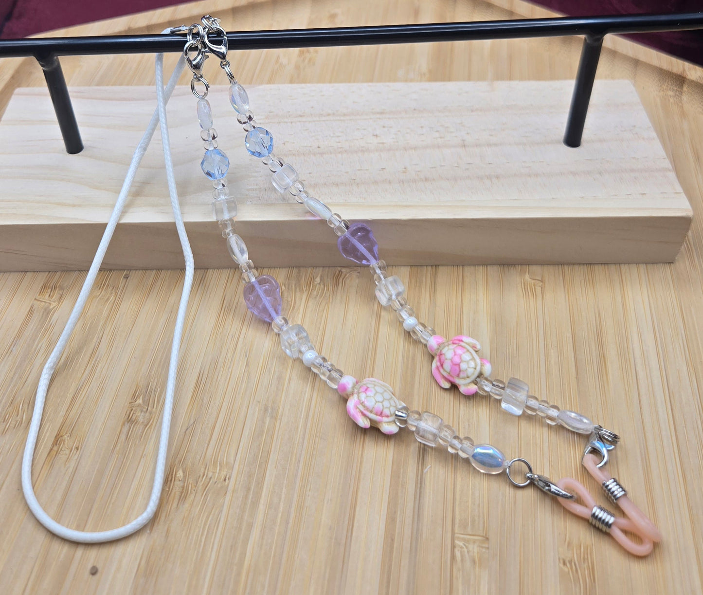 Pink and White Turtle Eyeglass Keeper