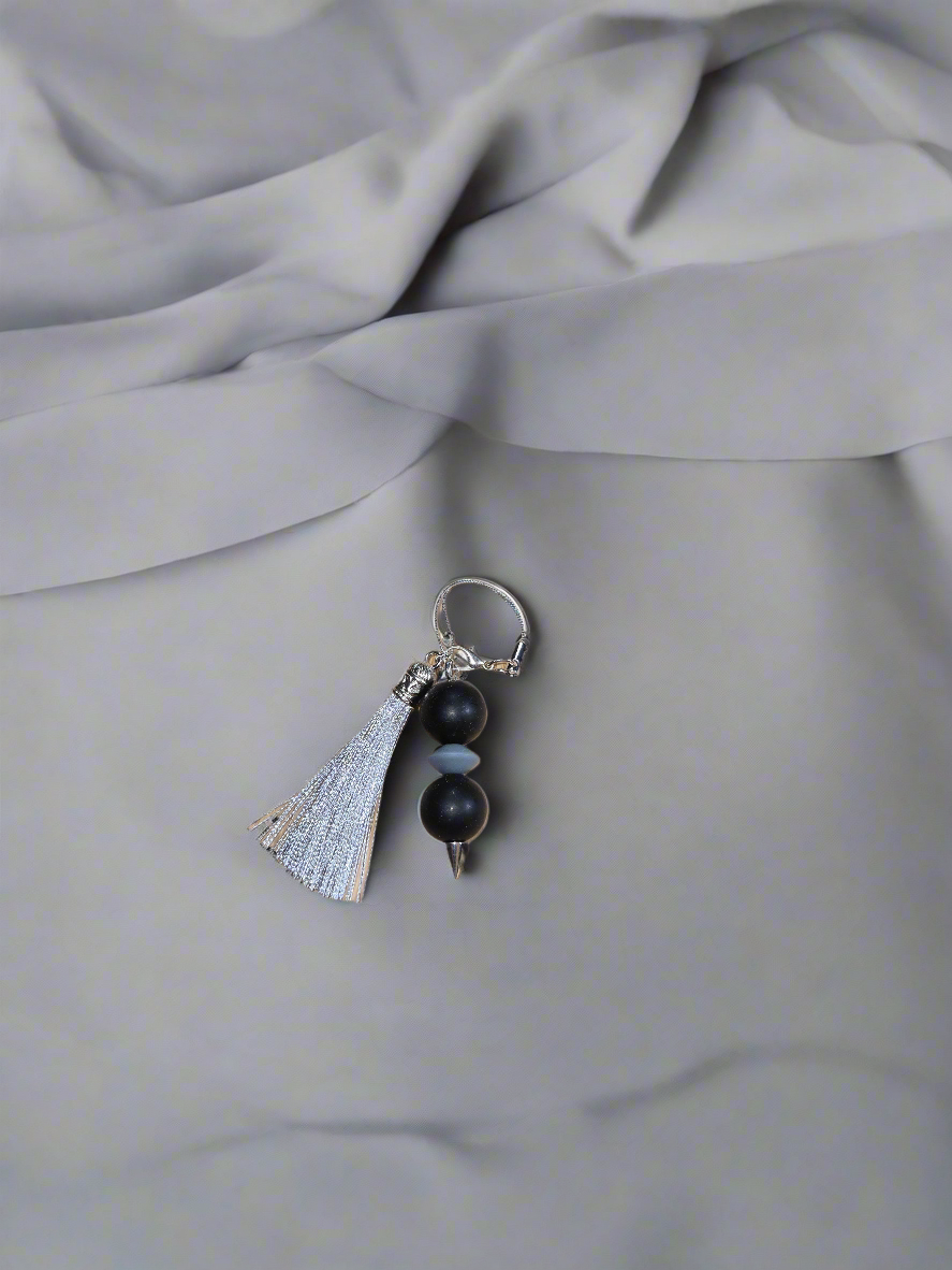 Black and Grey mirror/bag/cup Charm
