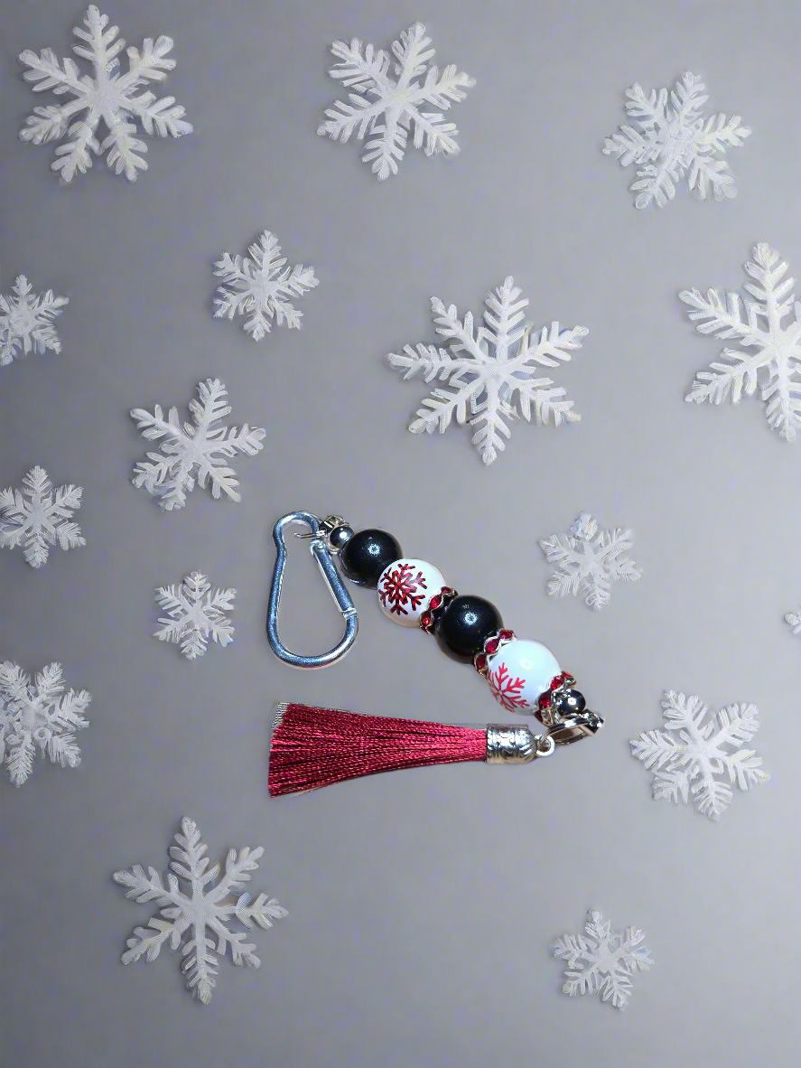 Red and Black Snowflake Keychain