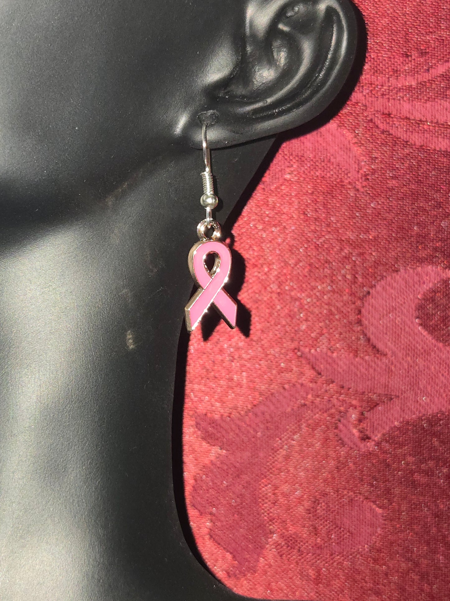 Hot Pink Awareness Ribbon Earrings