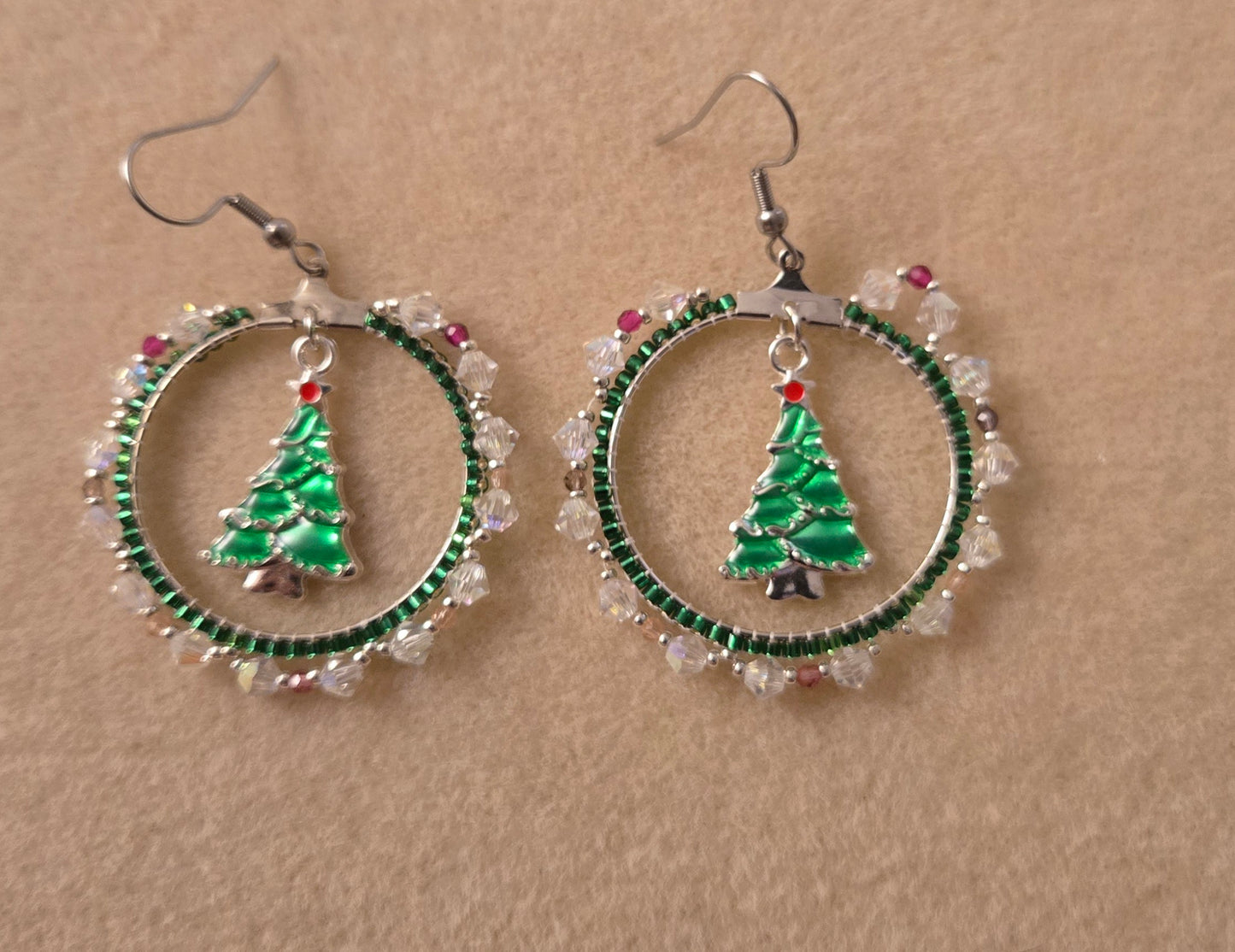 Christmas Tree Hoop Earrings
