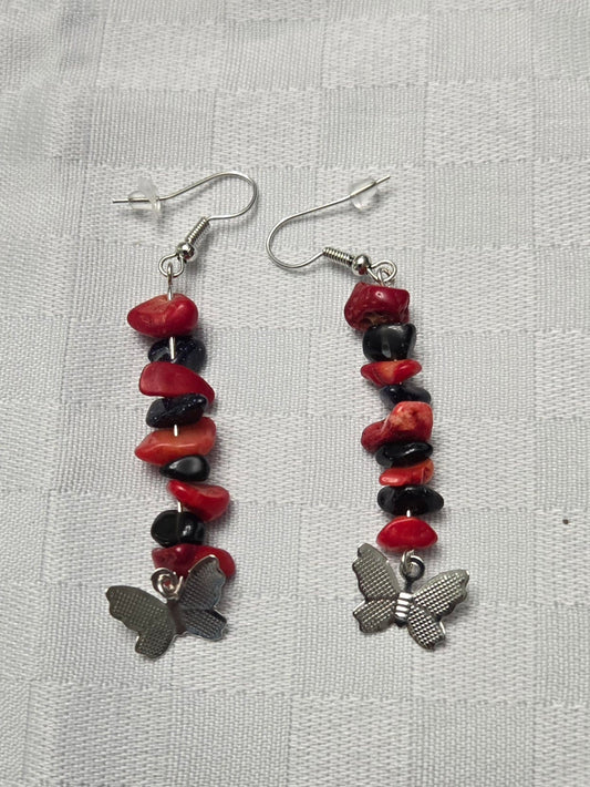 Red and Black Butterfly Earrings