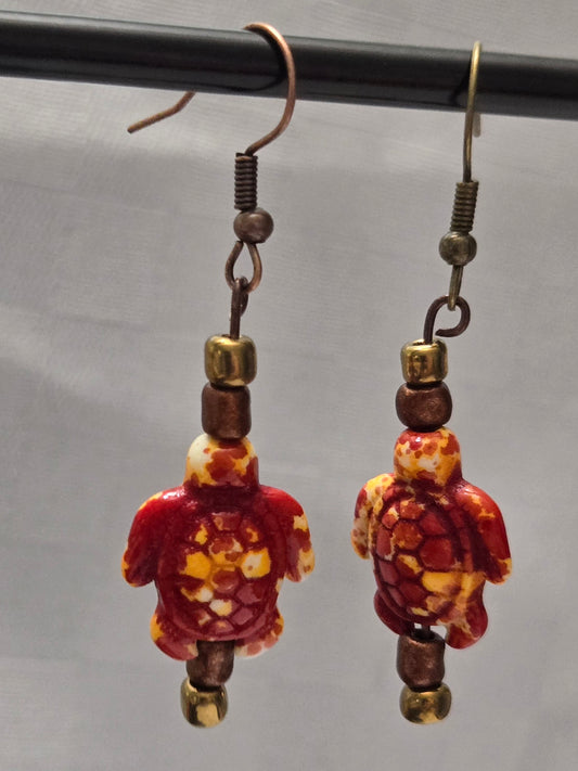 Red Turtle Earrings