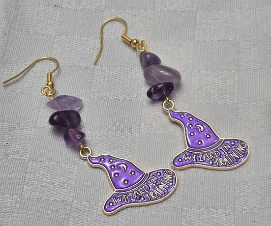 Purple Wizard in Training Earrings