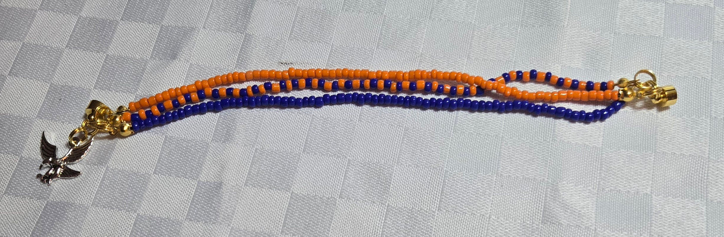 3 Strand Blue and Orange Bracelet