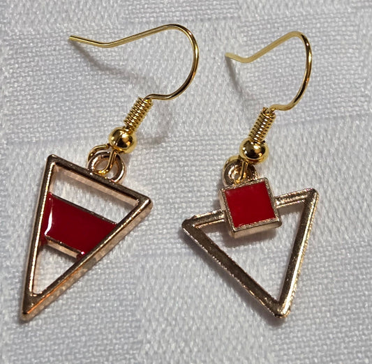 Mismatched Triangles Charm Earrings