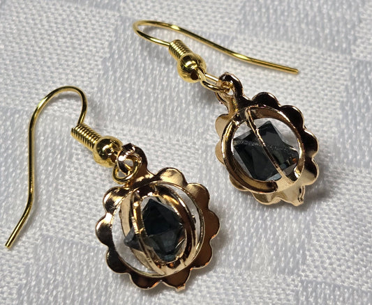 Black Colored Stone Earrings