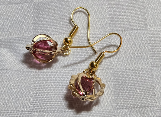Pink Colored Stone Earrings