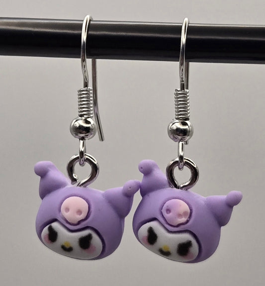 Purple Kitty Earrings